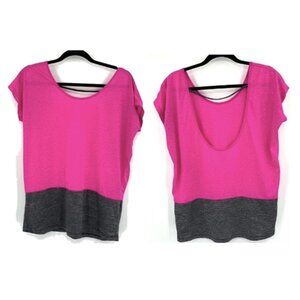 NIKE Top Open Back Bar Back Tee Pink Grey S Flowy